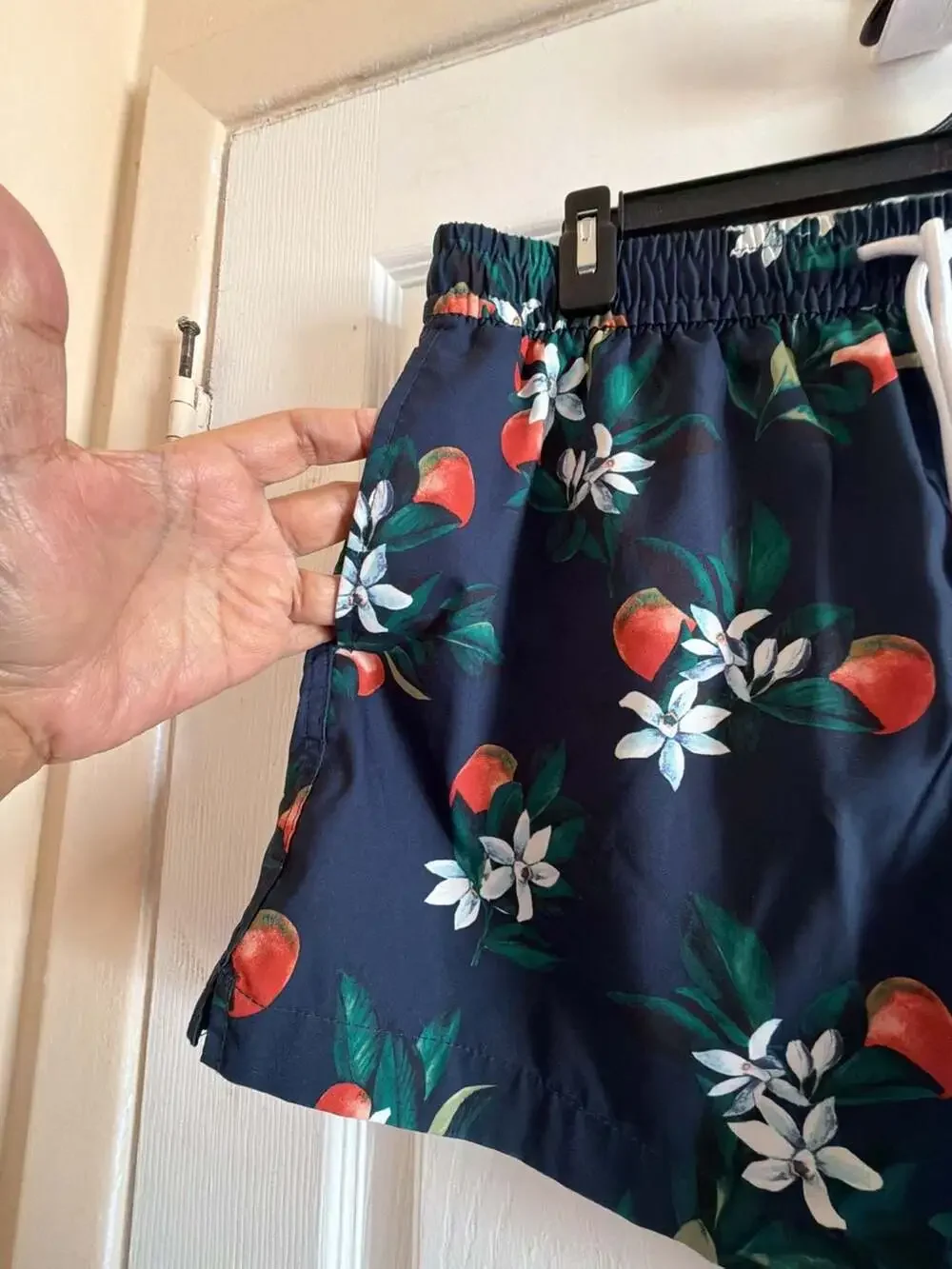 Abercrombie & Fitch Navy Blue Orange Blossom Floral Print Swim Shorts